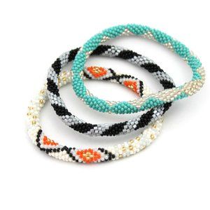 Set of 3 Crocheted Glass Bead Stacking Bracelets NWoT